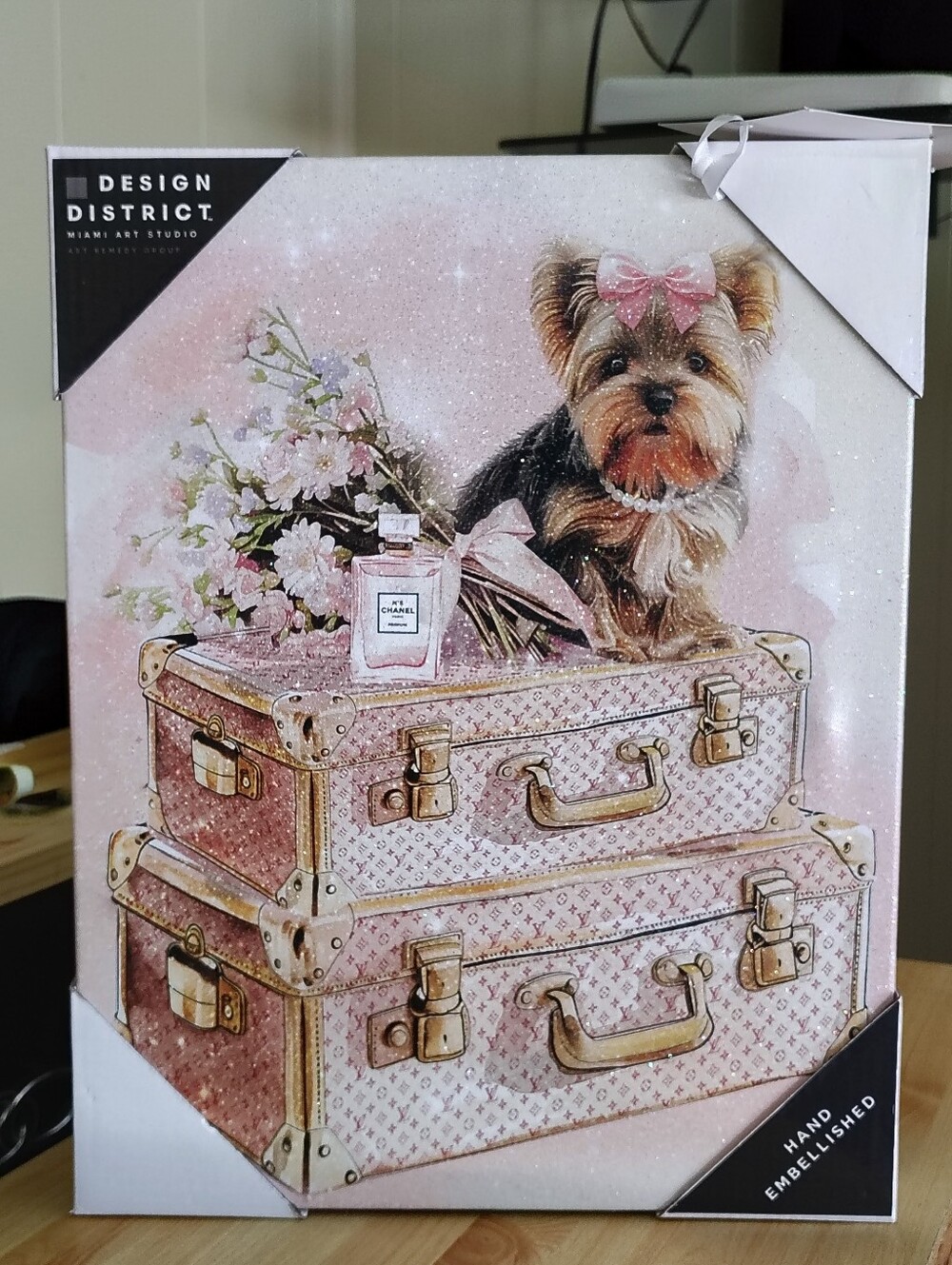 Design District Hand-Embellished Canvas Art - Travel Chanel Yorkie
